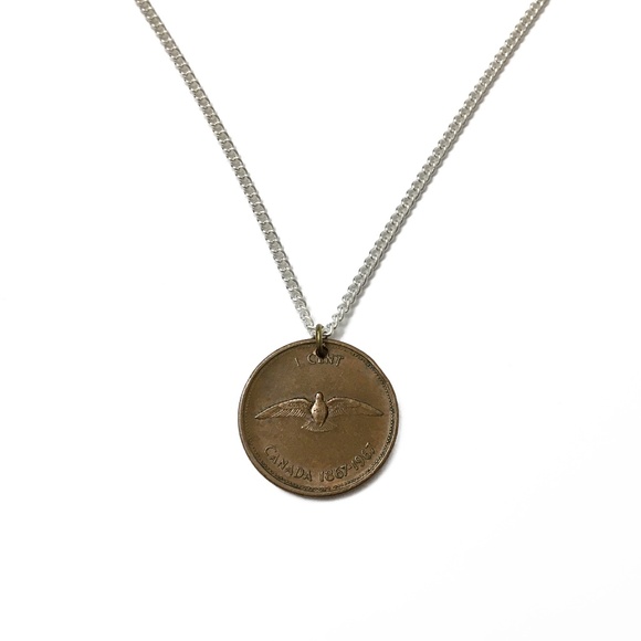 The Royal Canadian Mint Jewelry - Vintage 1967 Lucky Penny Necklace, Centennial Rock Dove Coin